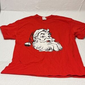 Gildan Red Heavy Cotton T-Shirt Spencer’s Santa shirt‎ size L 0442